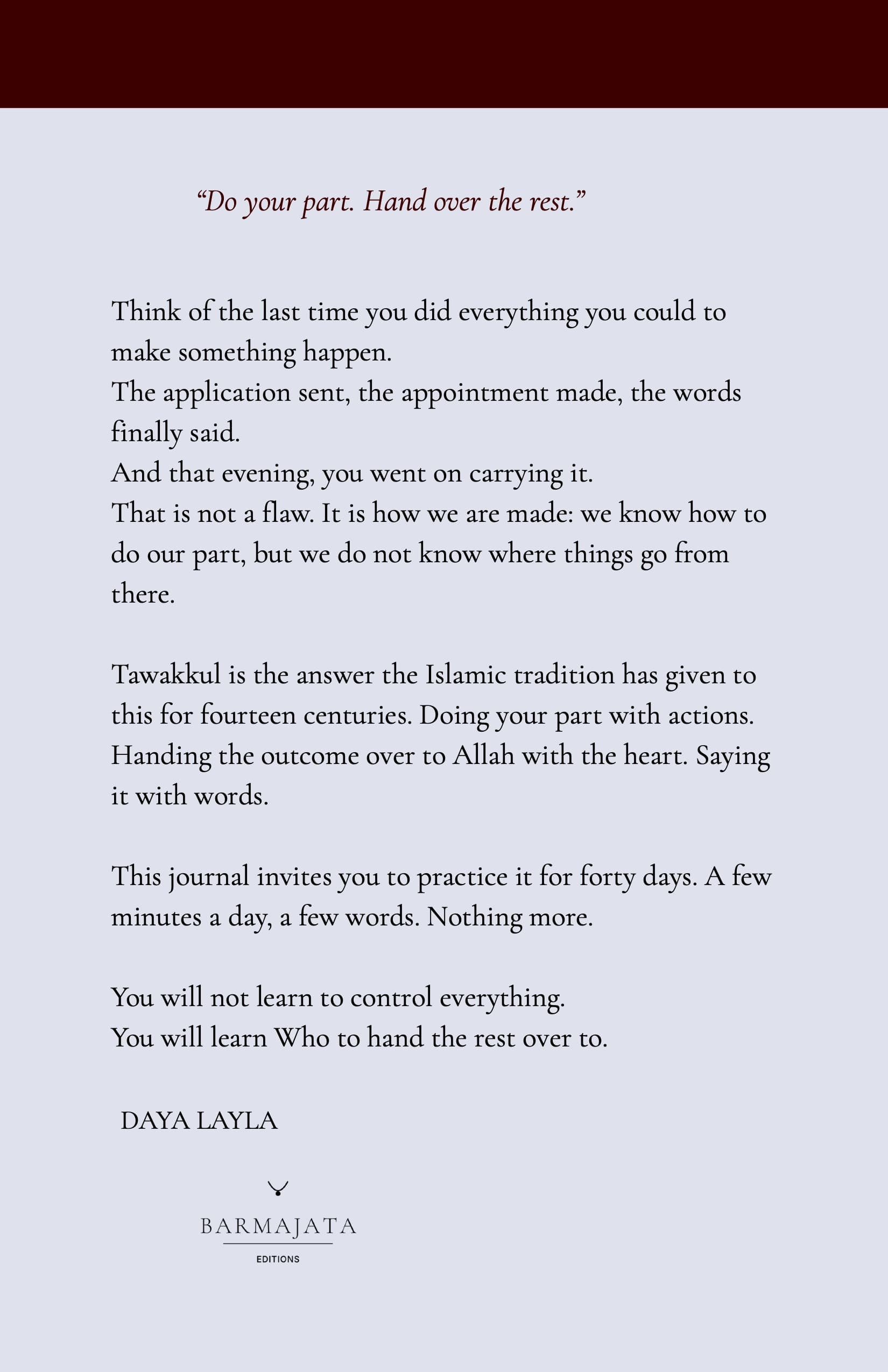 Back cover of TAWAKKUL